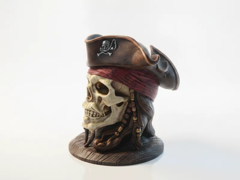 Jack Sparrow Skull Pirate Sculpture 3D Printable