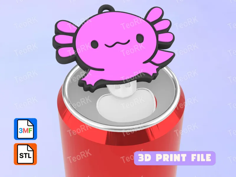 Soda Tab Opener Keychain Axolotl