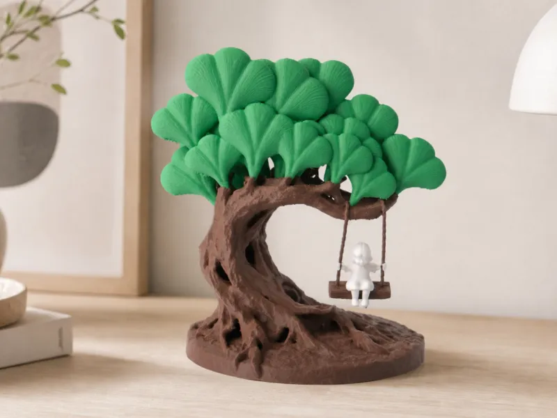 Whimsical Tree Swing Statue Enchanted Forest Sculpture