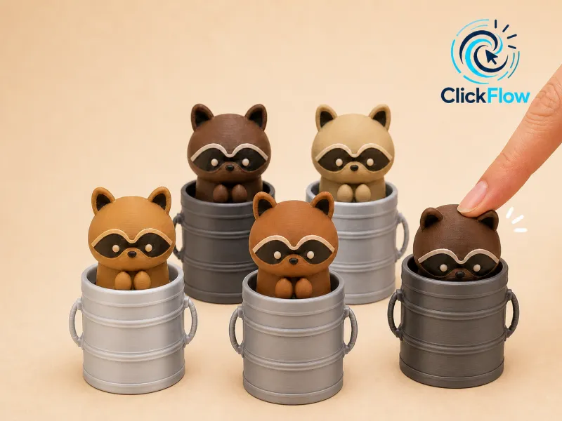 Raccoon in Trash Can Clicker – Fidget Toy