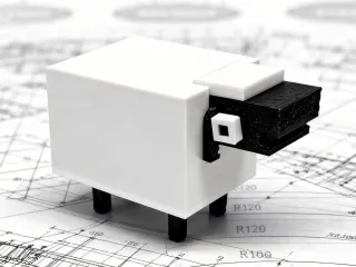 Pixel-style snap-together toy ornament - Black-faced Sheep