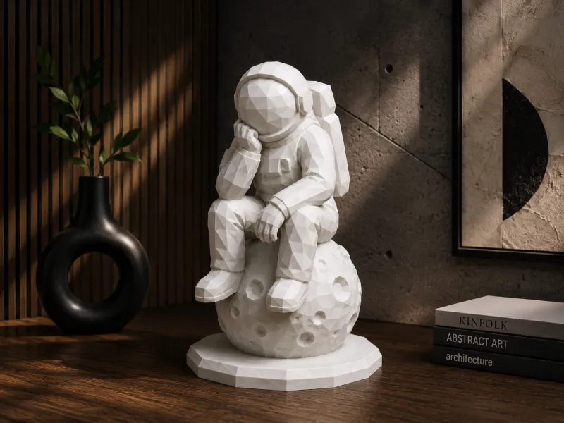 Astronaut on the Moon -Space Explorer Sculpture