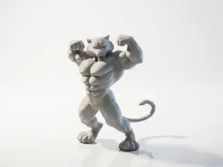 Buff Tiger Figurine Muscular Character 3D Printable