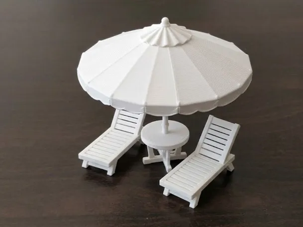 Beach Umbrella with Side Table