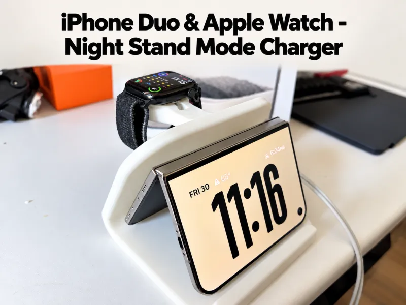 Base de Carregamento de Criado-Mudo para iPhone Duo e Apple Watch