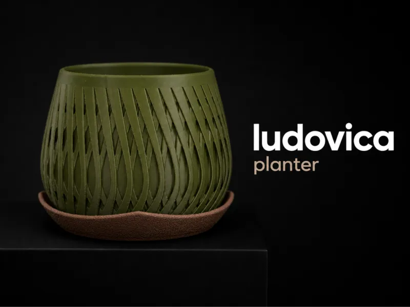 Кашпо Ludovica с плетеным узором, дренажем и поддоном