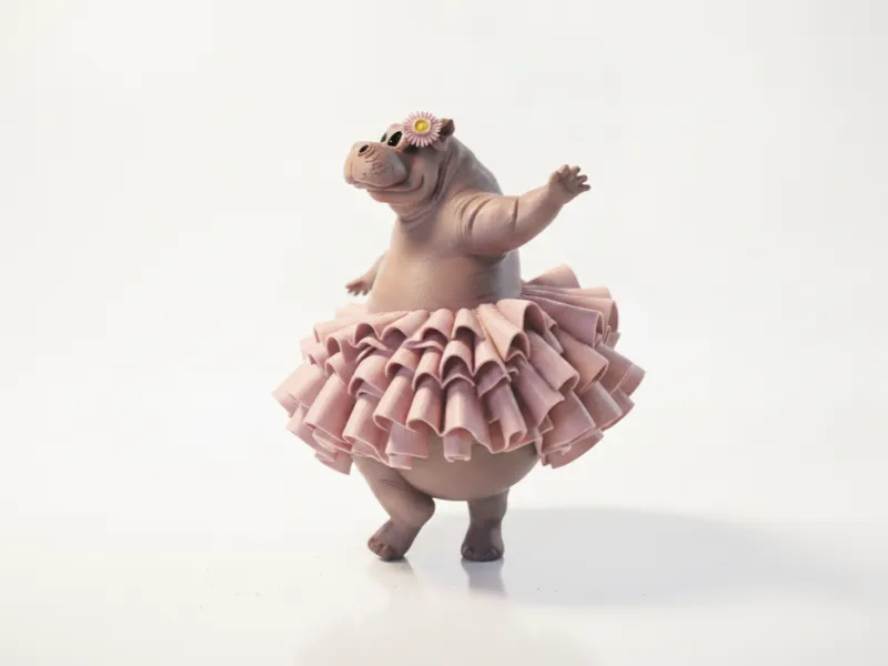 Hippo Ballerina Figurine Dancing Animal 3D Printable