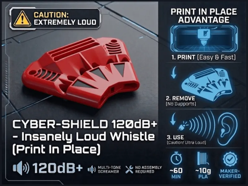 CYBER-SHIELD 120dB+ - Insanely Loud Whistle (Print in Place)