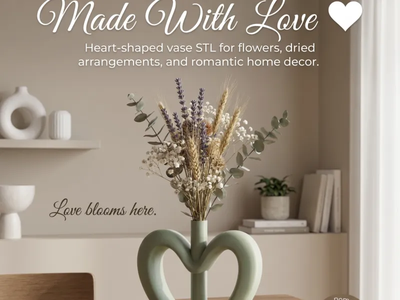 Heart-Shaped Vase – Tabletop Flower Holder, Bouquet Holder