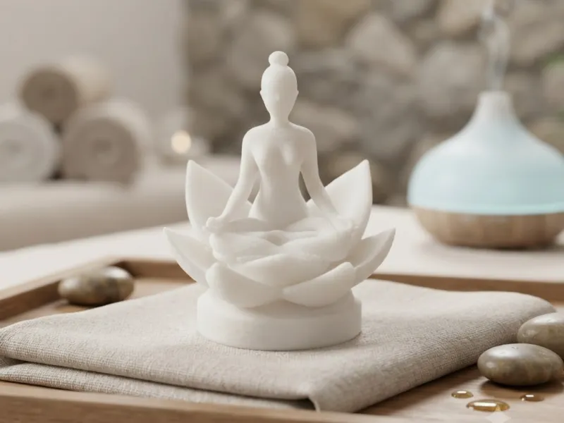 Meditating Woman on Lotus Flower | Minimalist Zen Home Decor