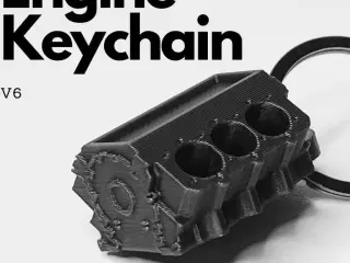 Engine block V6 keychain