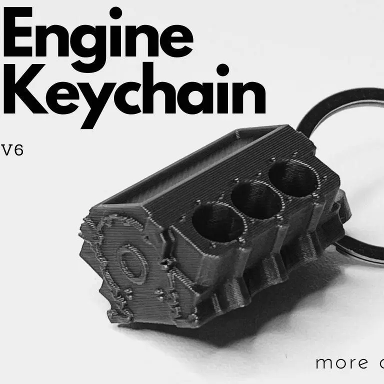 Engine block V6 keychain