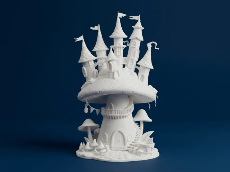 Castelo de Cogumelo das Fadas Diorama de Fantasia