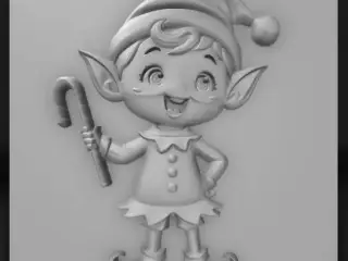 Happy Christmas elf with lollipop