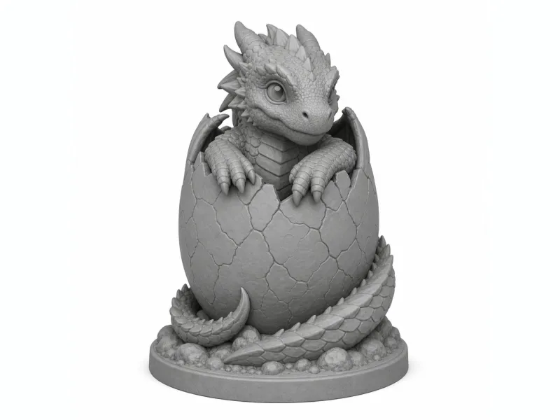 Baby Dragon Hatching from Egg
