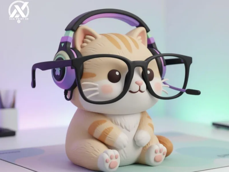 Подставка для очков и настольная статуэтка Chibi Gamer Cat STL | 3D-печать