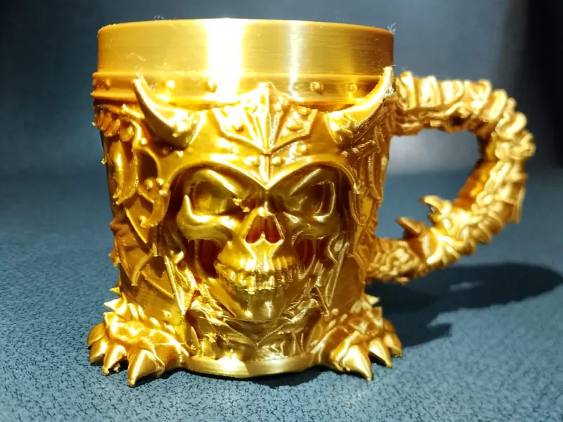 Warrior Skull Mug With Spiked Crown Armor And Dragon Handle