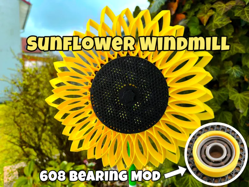 Molino de viento de girasol - Modificación para rodamiento 608