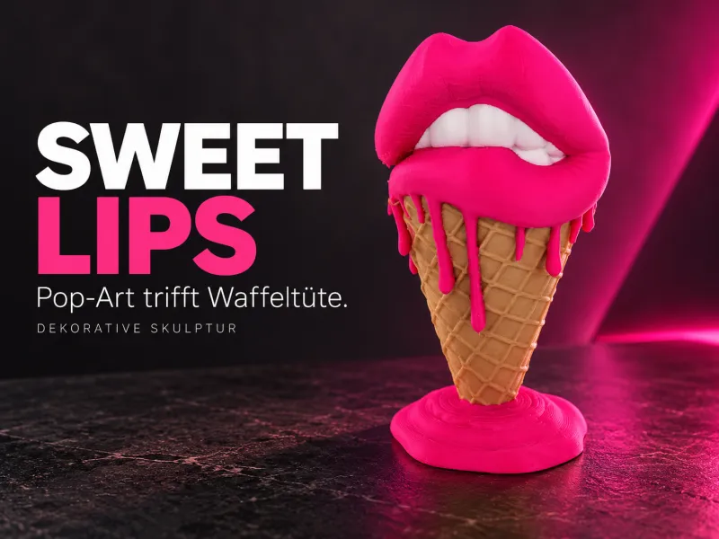 Lippen-Eis – Pop-Art-Skulptur mit Waffeltüte