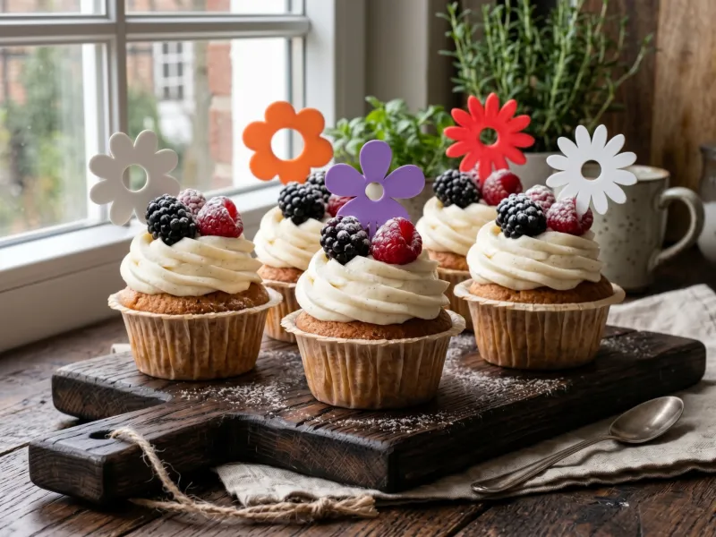 Decoración de Toppers de Flores para Cupcakes
