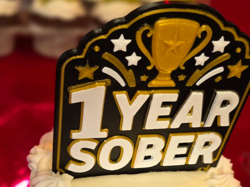 1 Year Sober Cake Topper