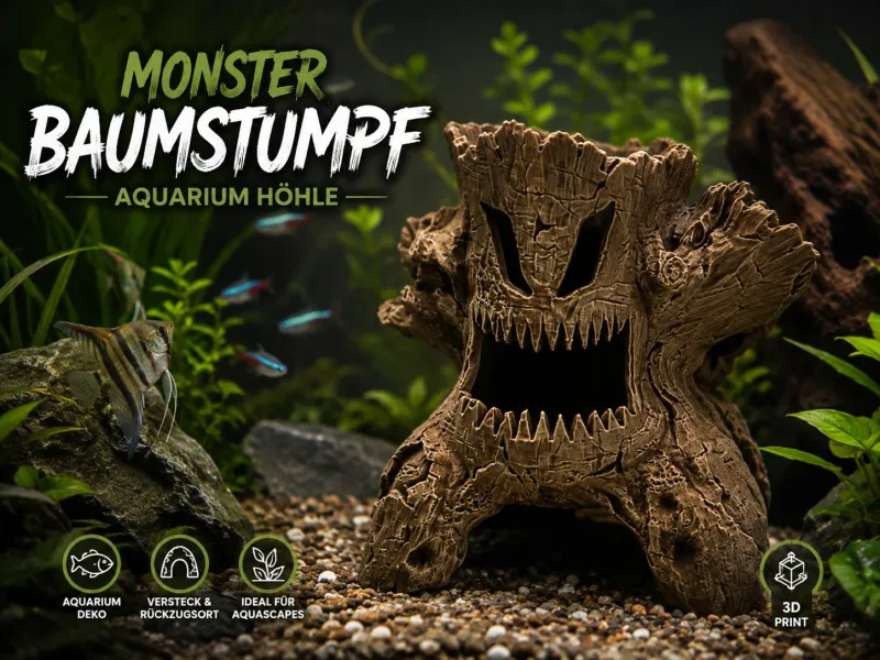 🌳👹 Monster-Baumstumpf – Aquarium Höhle