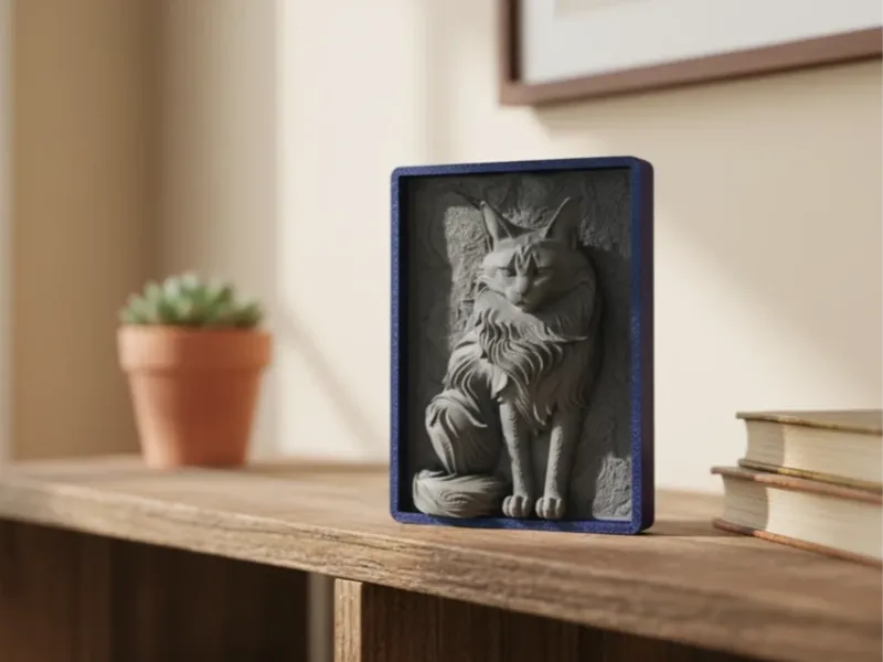 Die Maine Coon – Einheitliche Basrelief-Kunst