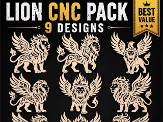 Winged Lion CNC SVG STL Pack 9 Designs