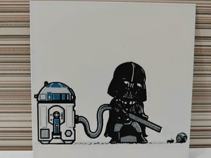 Hueforge Darth Vader and his vacuum cleaner R2D2