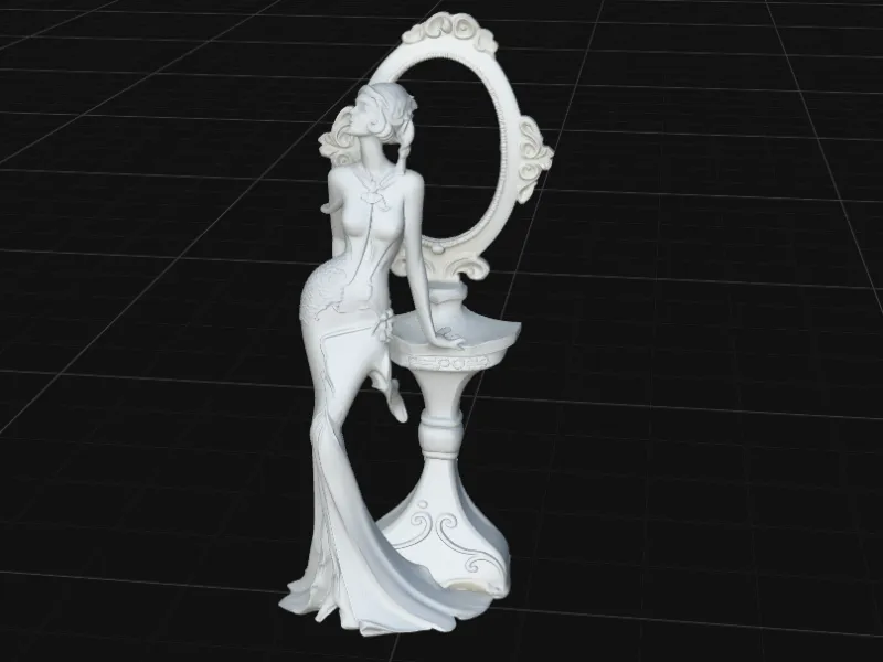 Elegant Mermaid with Ornate Mirror Sculpture Fantasy Gothic