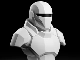 Low-Poly Sci-Fi Soldier Bust
