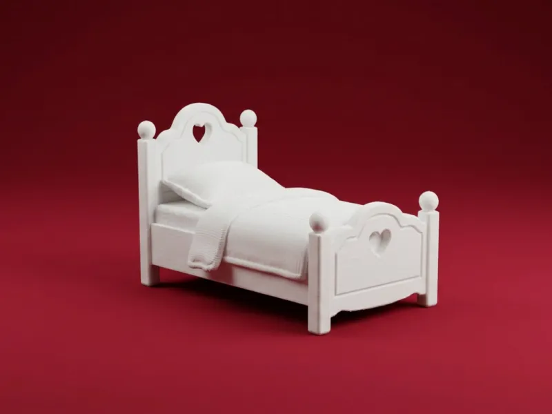 Modelo 3D de Cama de Solteiro para Casa de Bonecas