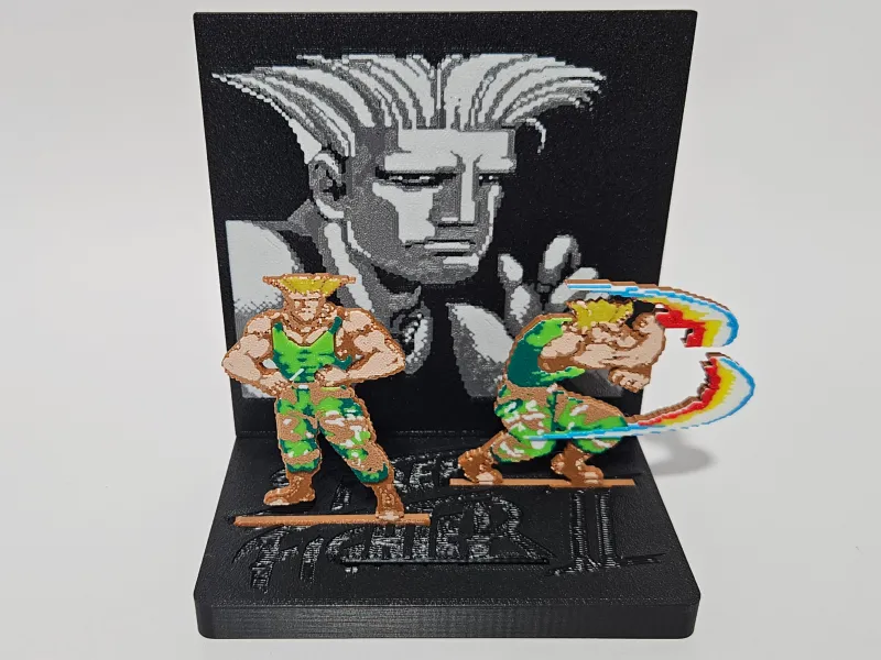 Guile Street Fighter 2 Pixel Art Figure