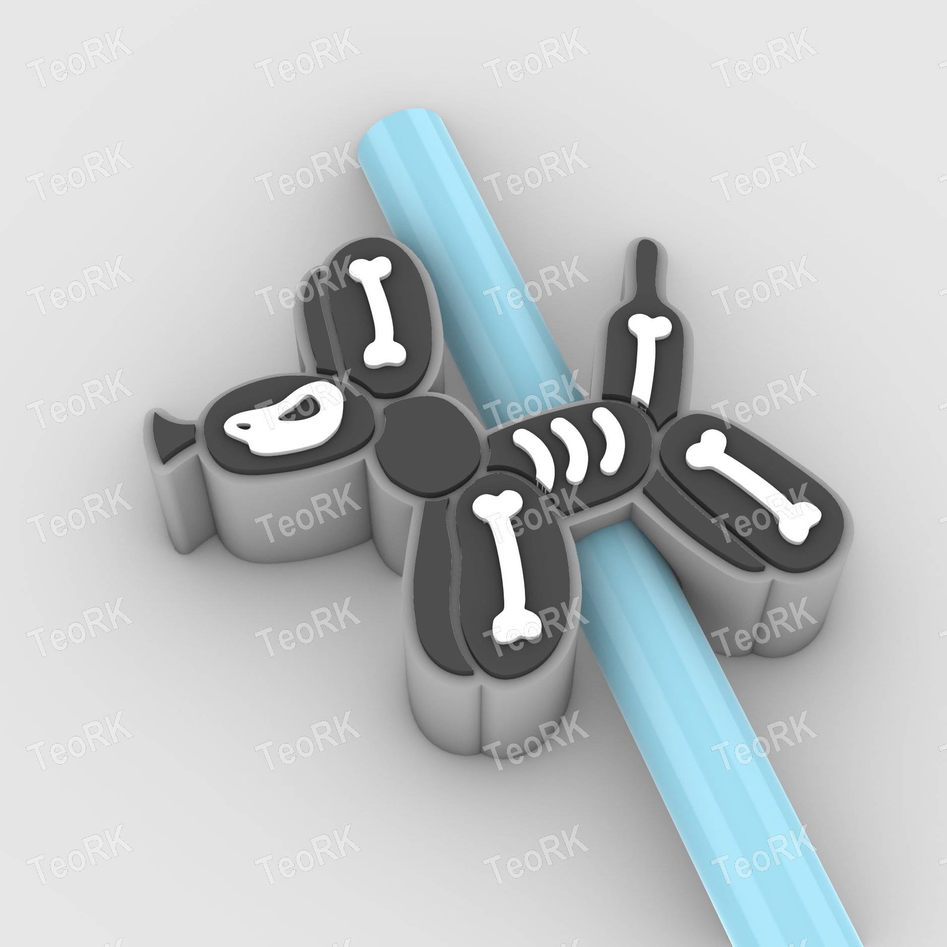 Straw Topper Halloween skeleton balloon dog