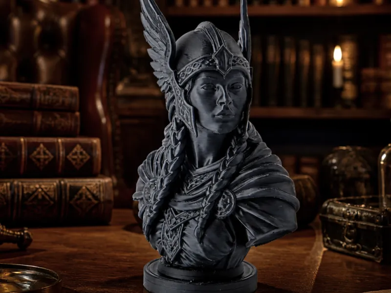 Busto de Valquíria - Escultura Detalhada de Guerreira de Fantasia