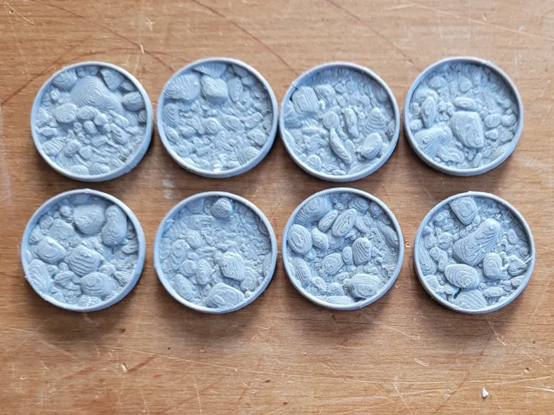 25mm terrain base - riverbed stones