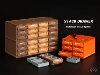 Workstation System Stackable Part Drawer Organizer