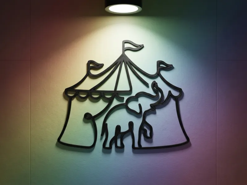 Cirque avec éléphant en traits fins