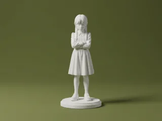 Wednesday Addams Cartoon Style 3D Model