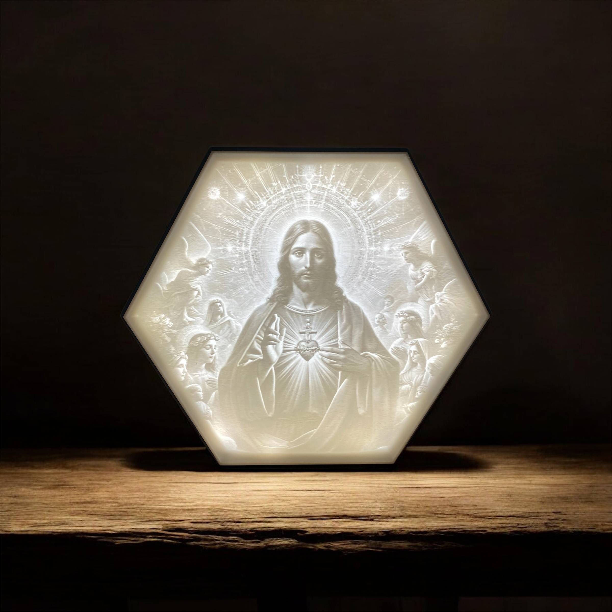 Hexagon Lamp LED RGB - Jesus - Gott - God 001