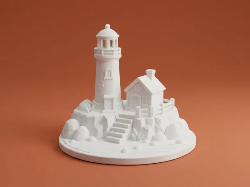 Isola Accogliente del Faro – Diorama 3D della Casetta