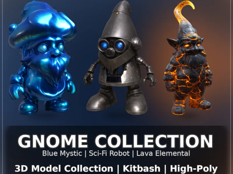 Gnome Collection Bundle – Blue Mystic, Sci-Fi Robot & Lava