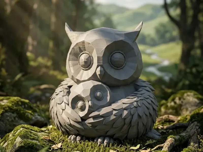 Low-Poly Mama + Baby Owl - Minimalist Hug