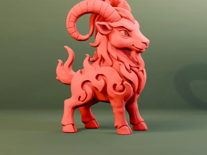 Fiery Ram Pendant - Printable STL