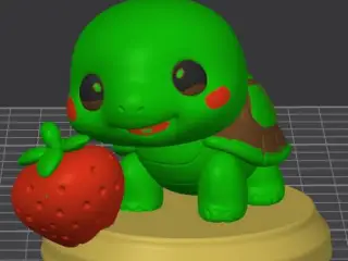 Cute Baby Turtle With Strawberry