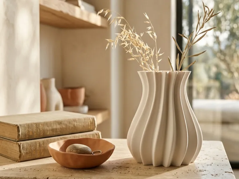 Jarrón de Geometría Ondulada - Decoración para el Hogar