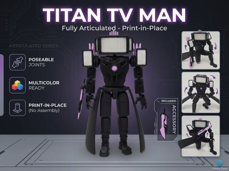 Articulated Titan TV Man - Print in Place Multicolor