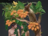 Adam und eva unter einen baum-0