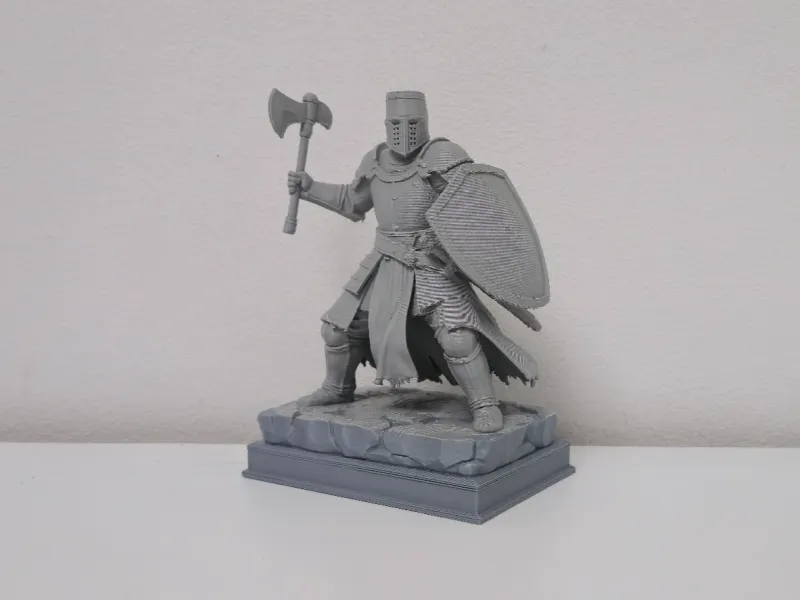 Crusader Knight with Shield and Axe Statue