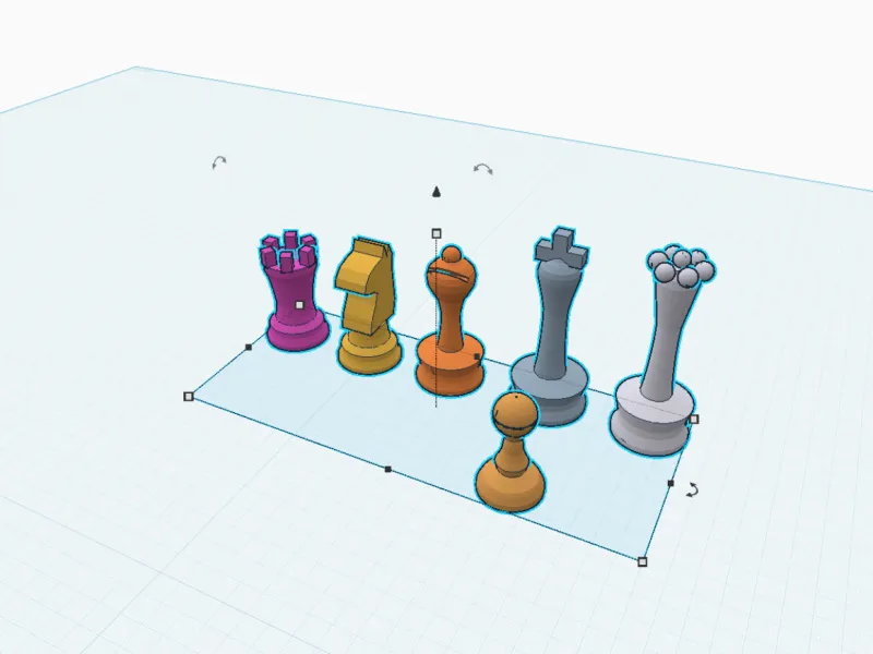 Hermes CAD School - chess set drawn by Hermes AI in openscad